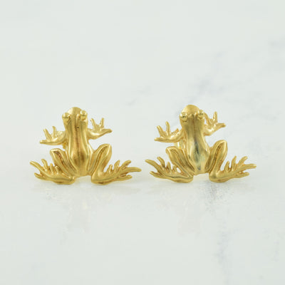 14k Yellow Gold Frog Stud Earrings |