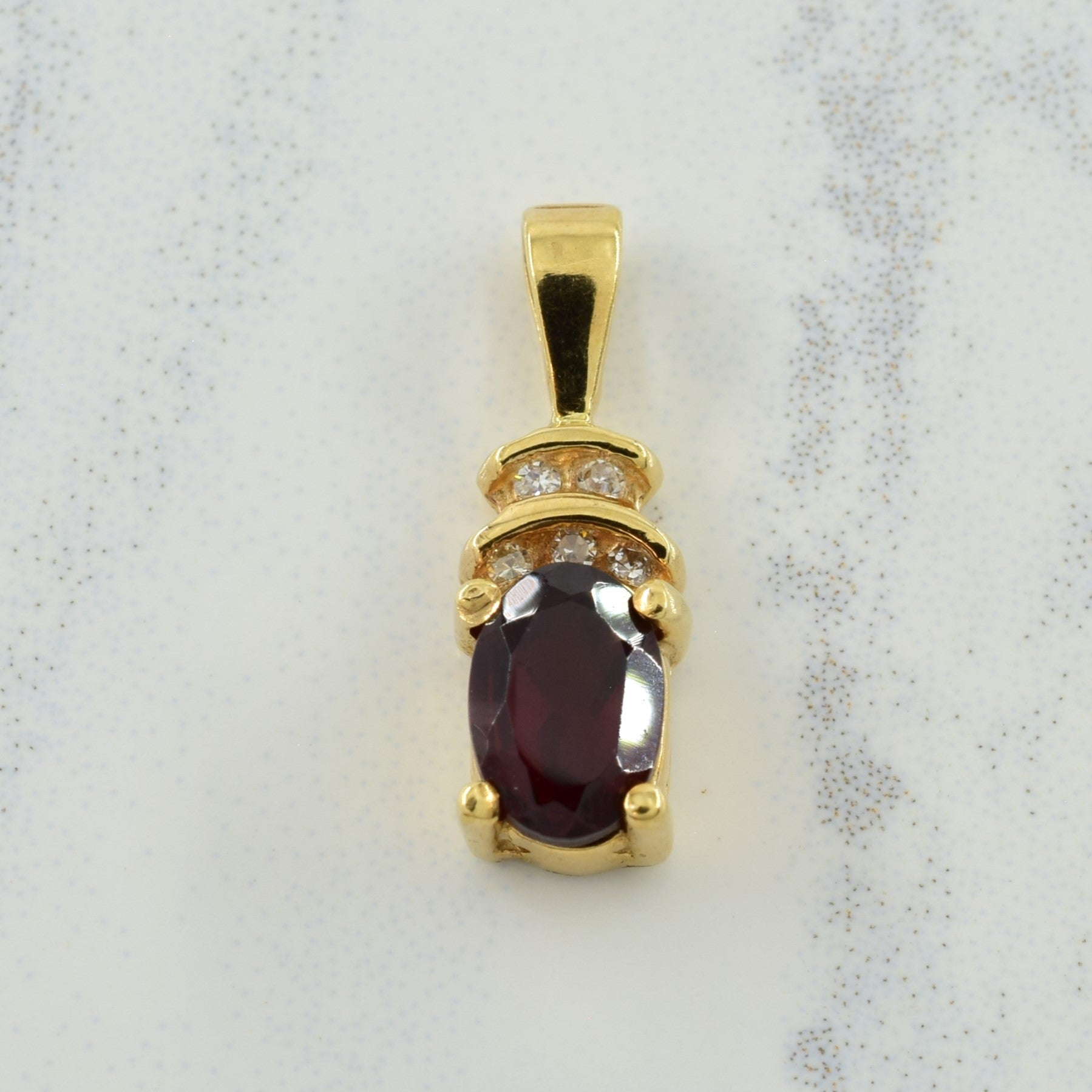 Garnet & Diamond Pendant & Earring Set | 0.90ctw, 0.07ctw |