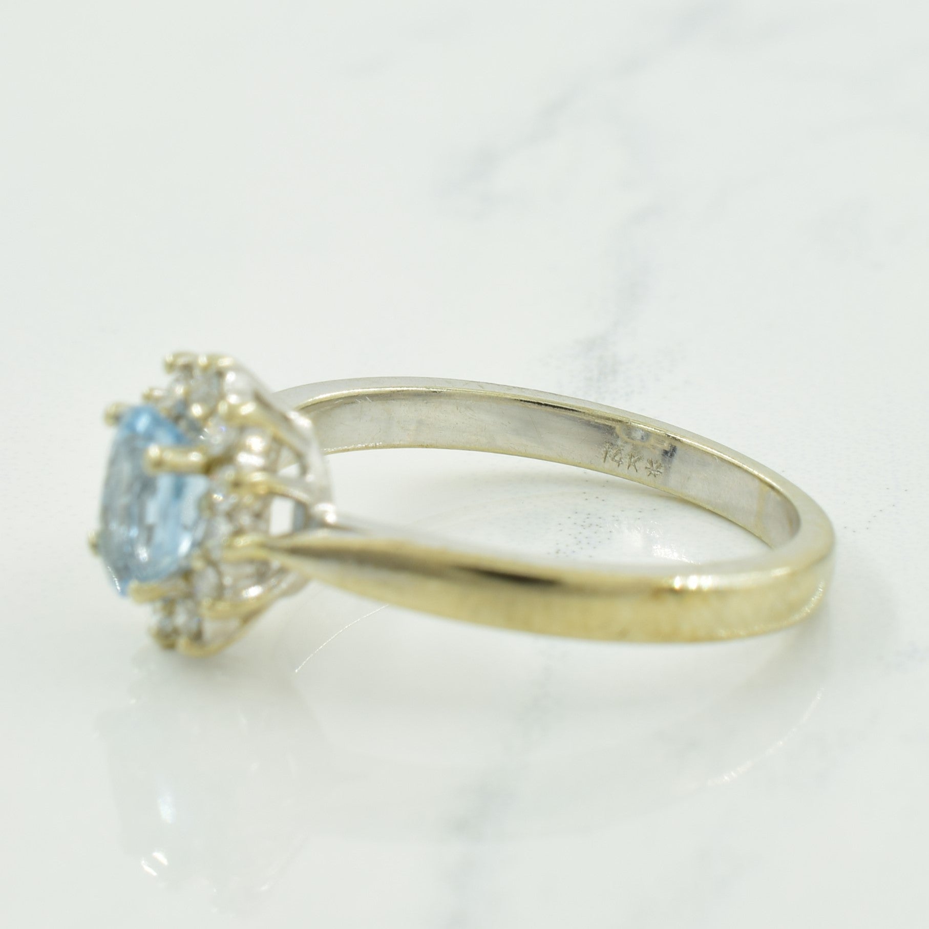 Aquamarine & Diamond Halo Ring | 0.35ct, 0.12ctw | SZ 6 |