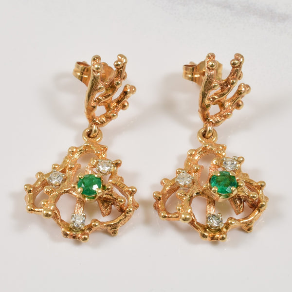 Emerald & Diamond Drop Earrings | 0.22ctw, 0.15ctw |