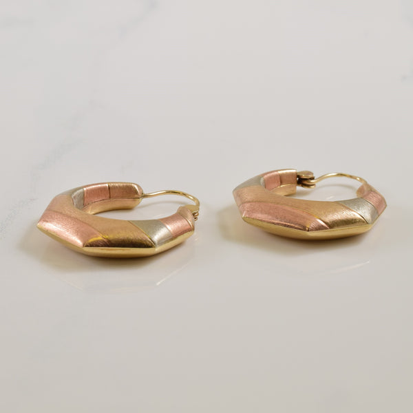 10k Tri Tone Gold Hoop Earrings |