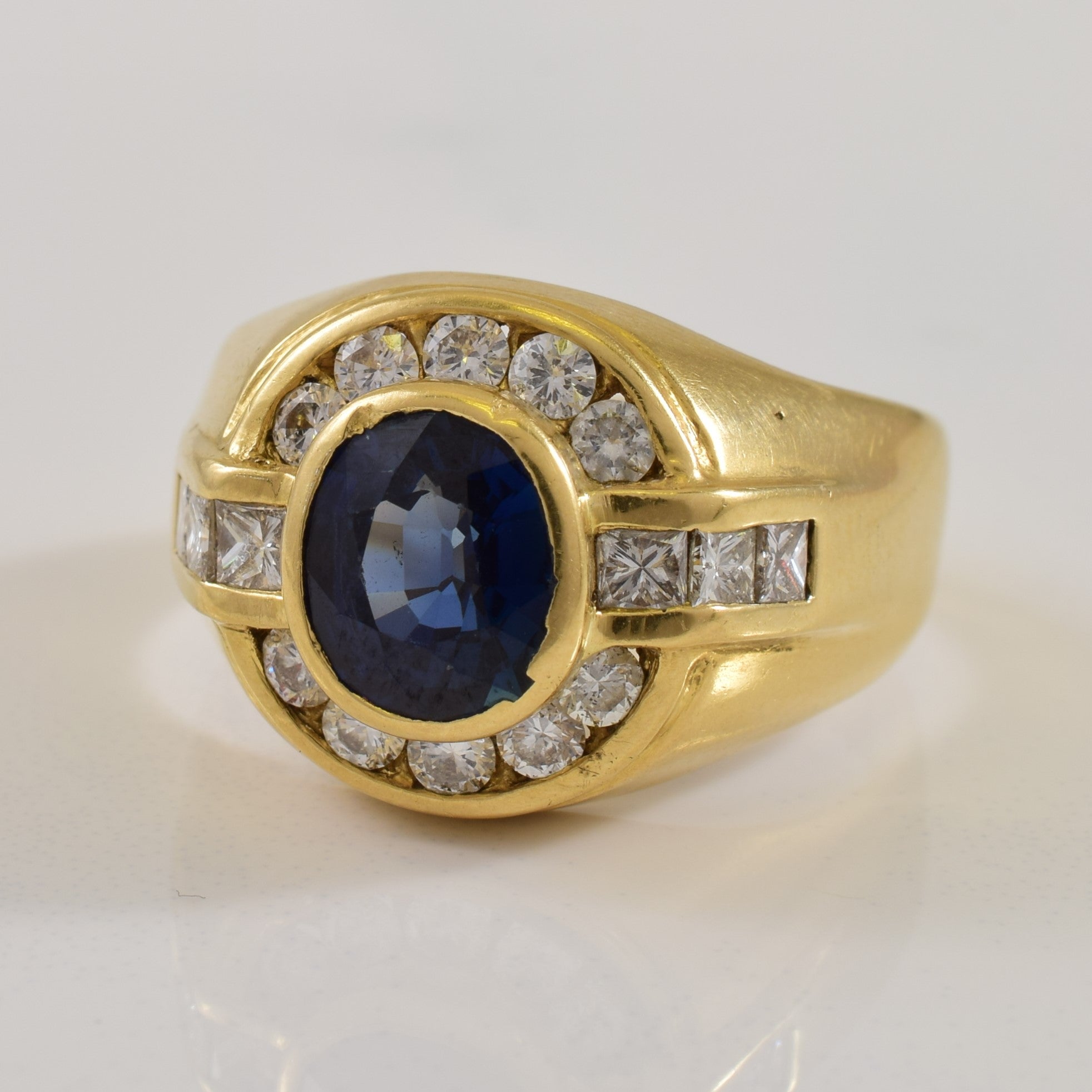 Sapphire & Diamond Halo Ring | 2.690ct, 0.77ctw | SZ 10 |