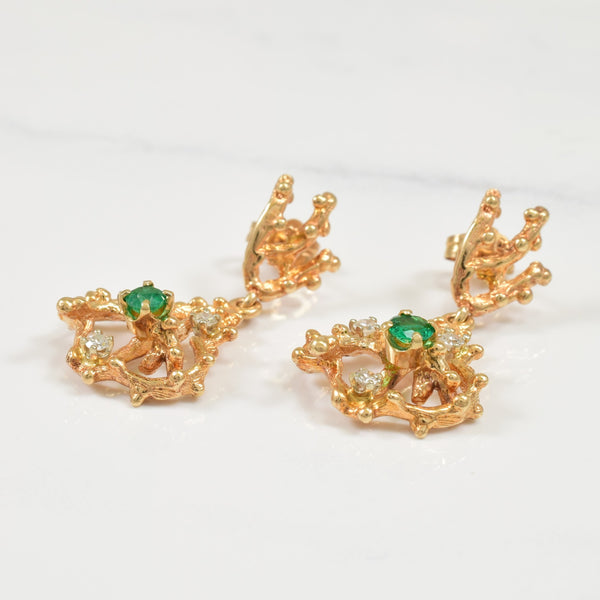 Emerald & Diamond Drop Earrings | 0.22ctw, 0.15ctw |