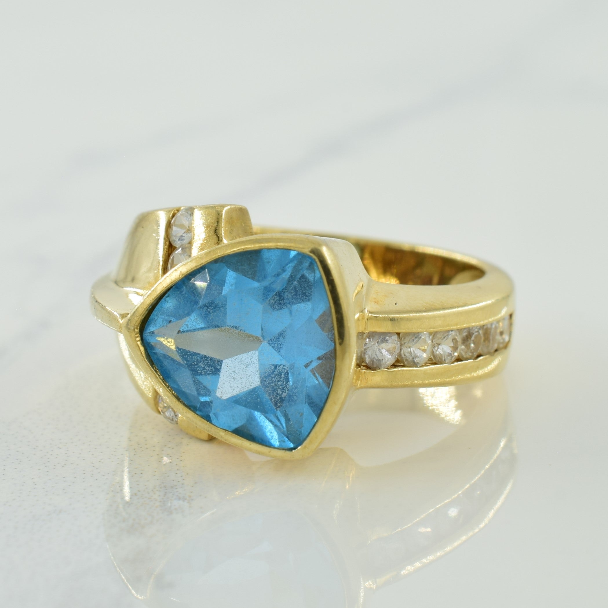 Blue Topaz & White Sapphire Ring | 3.50ct, 0.40ctw | SZ 6.75 |