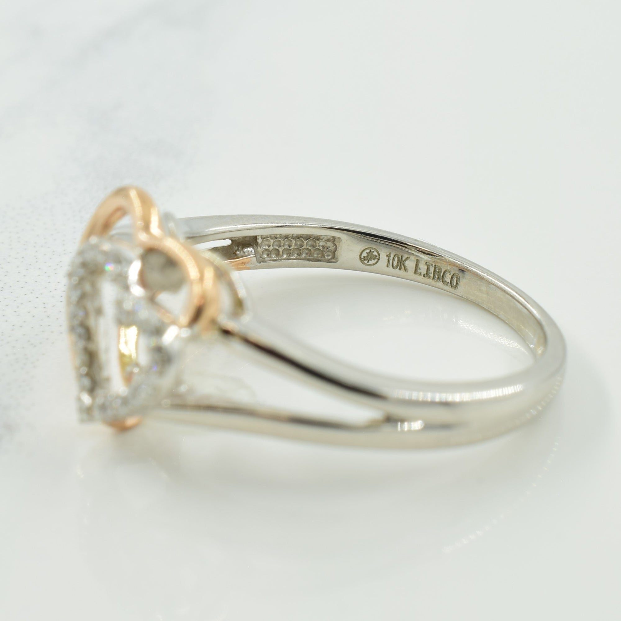 Two Tone Double Heart Diamond Ring | 0.10ctw | SZ 6.75 |