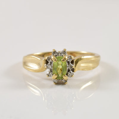 Peridot & Diamond Halo Ring | 0.25ct, 0.08ctw | SZ 4.5 |