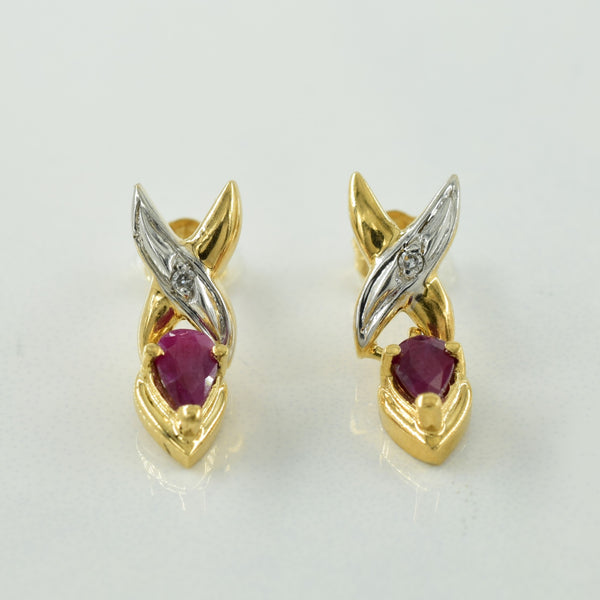 Ruby & Diamond Earrings | 0.36ctw, 0.02ctw |