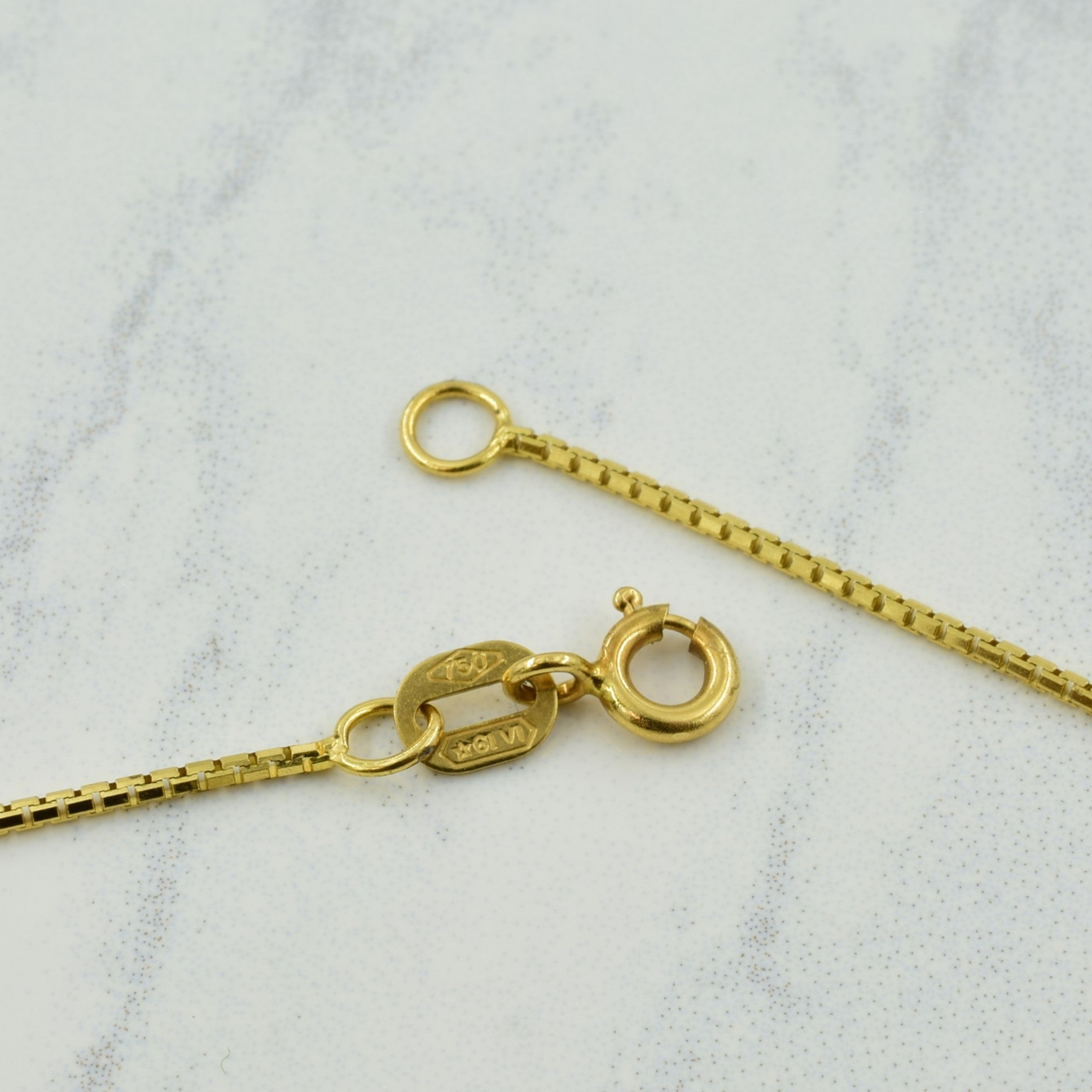 18k Yellow Gold Italian Hallmark Box Chain | 16