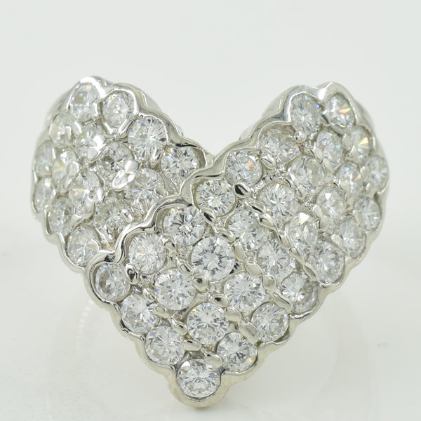 Cluster Set Diamond Heart Shaped Ring | 3.00ctw | SZ 8 |