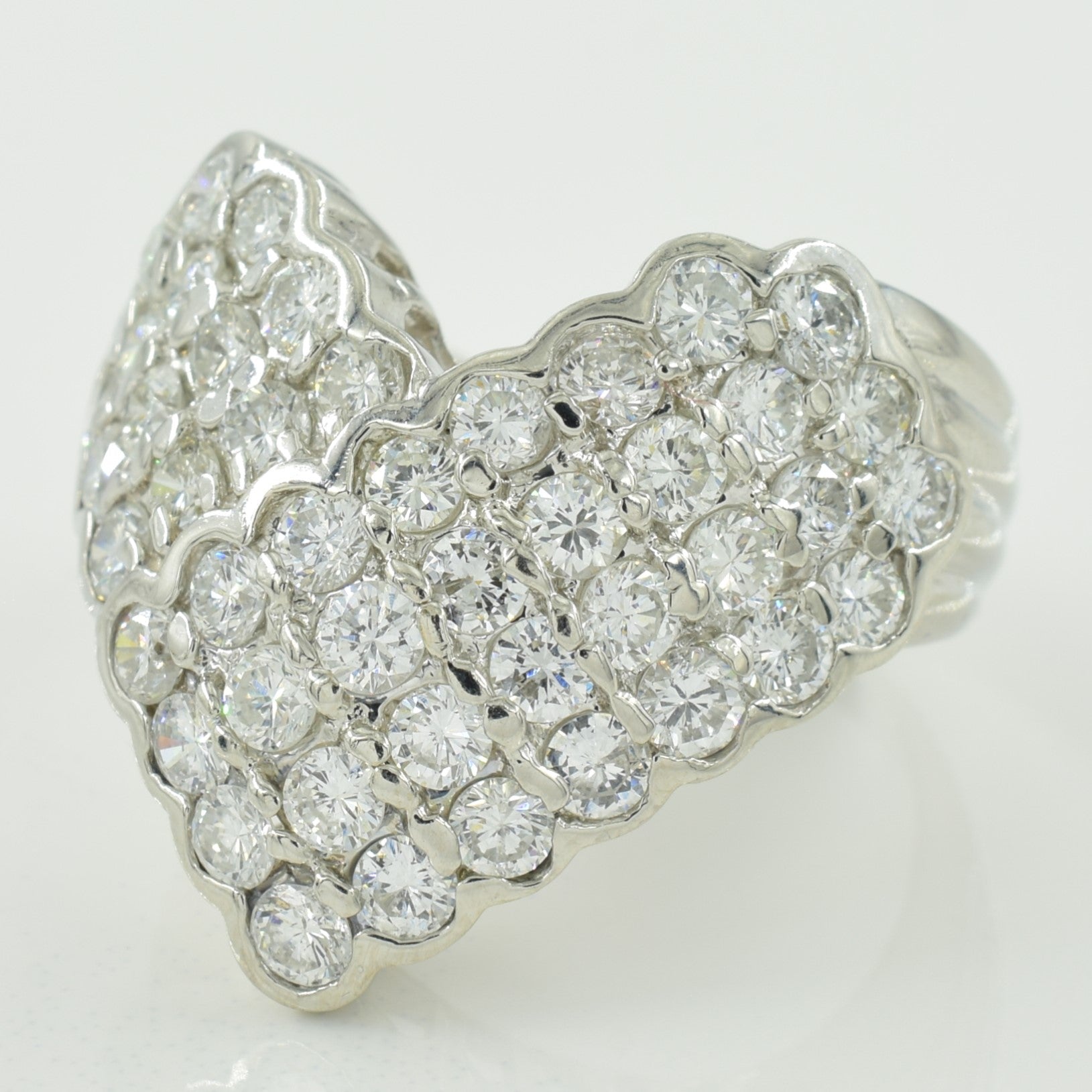 Cluster Set Diamond Heart Shaped Ring | 3.00ctw | SZ 8 |