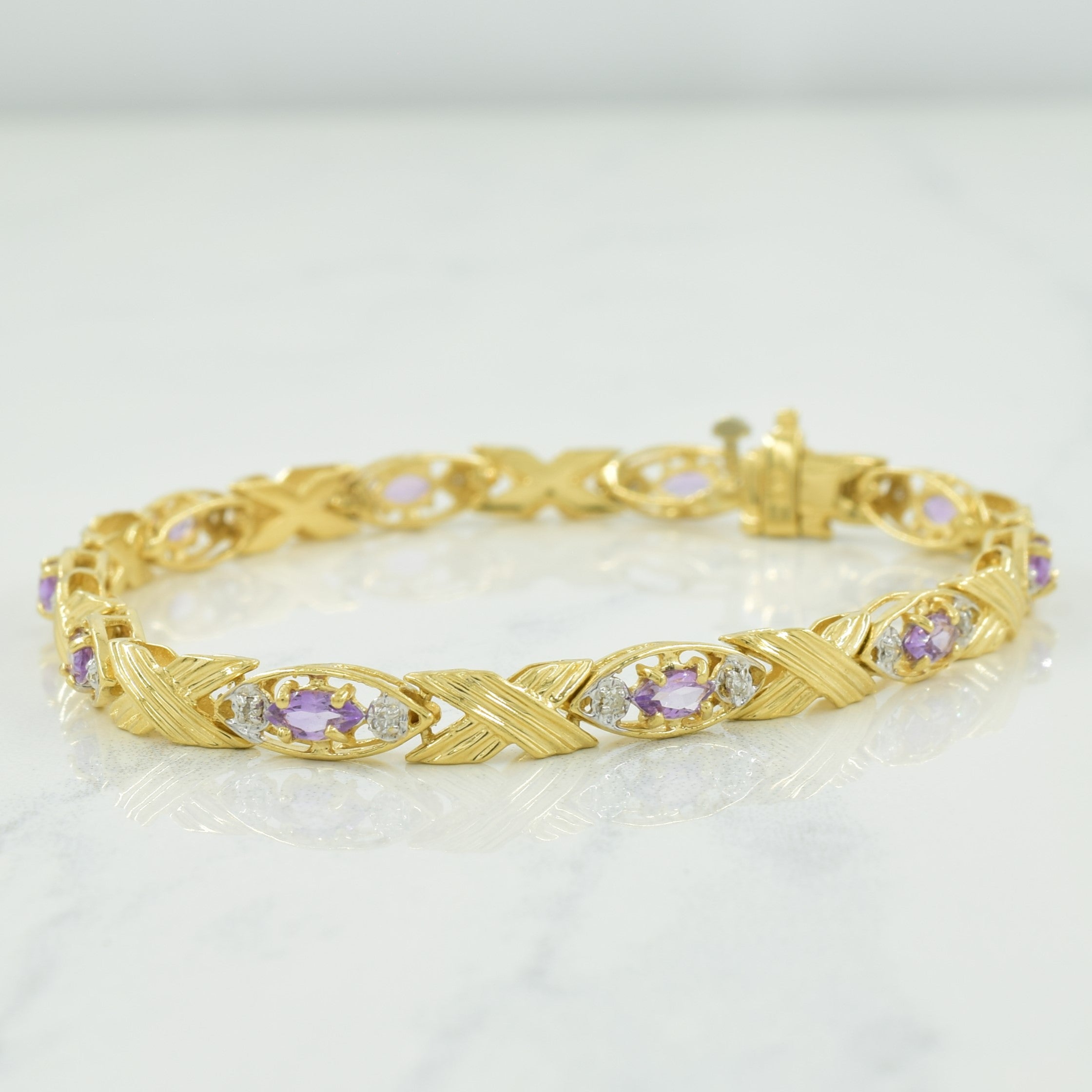 Amethyst & Diamond Bracelet | 1.00ctw, 0.10ctw | 6.75" |