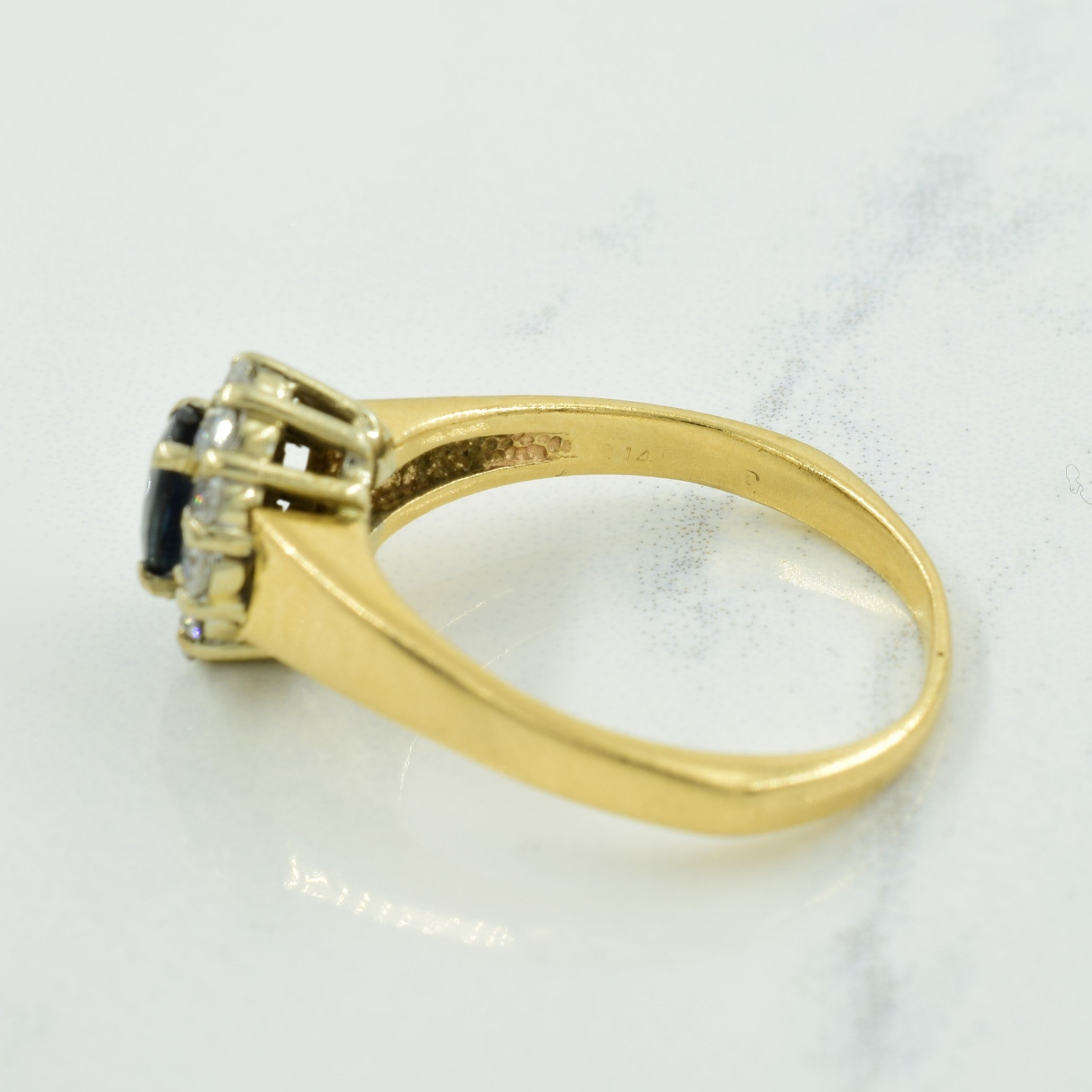 Blue Sapphire & Diamond Halo Ring | 0.50ct, 0.36ctw | SZ 8 |