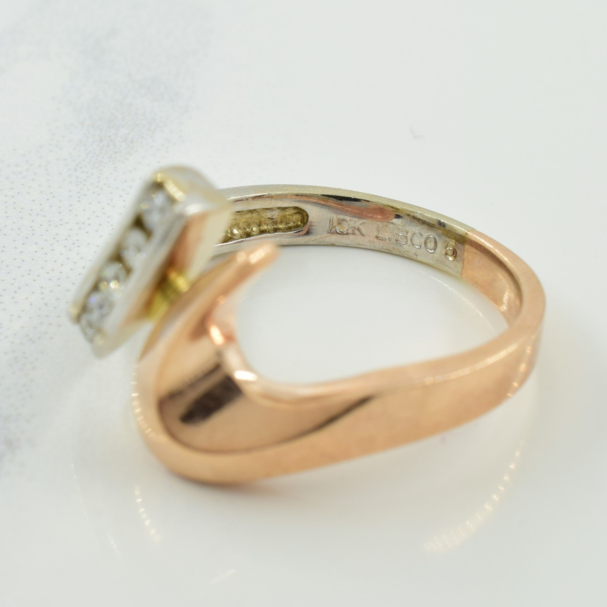 Two Tone Diamond Bypass Ring | 0.10ctw | SZ 6.25 |