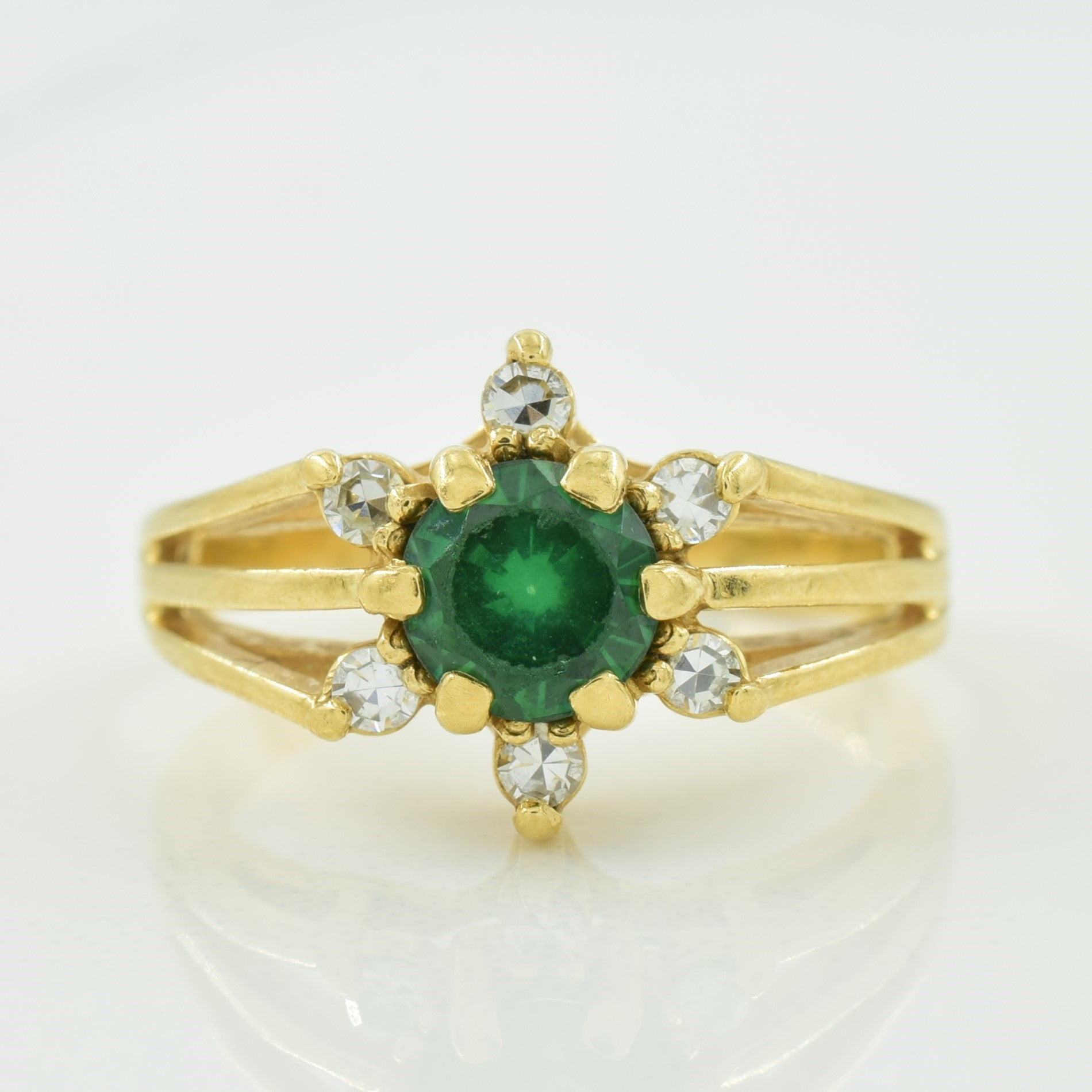 Synthetic Spinel Triplet & Diamond Ring | 0.50ct, 0.12ctw | SZ 4.5 |