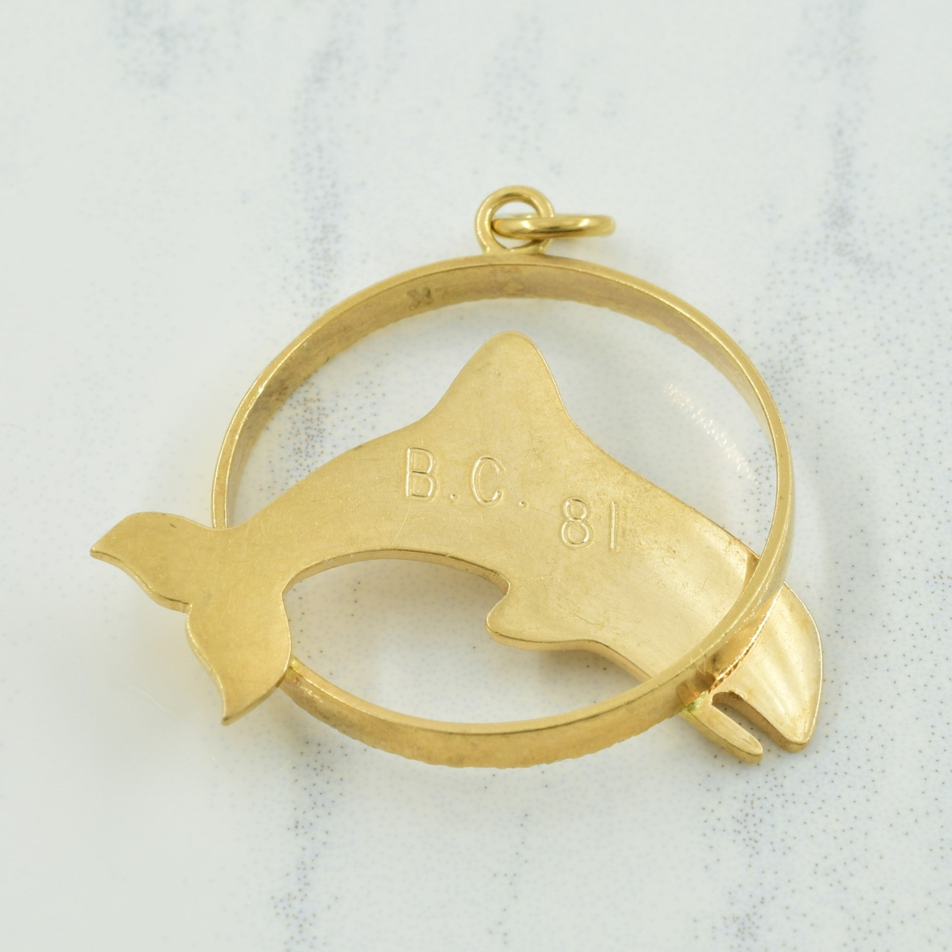 14k Yellow Gold Orca Charm |