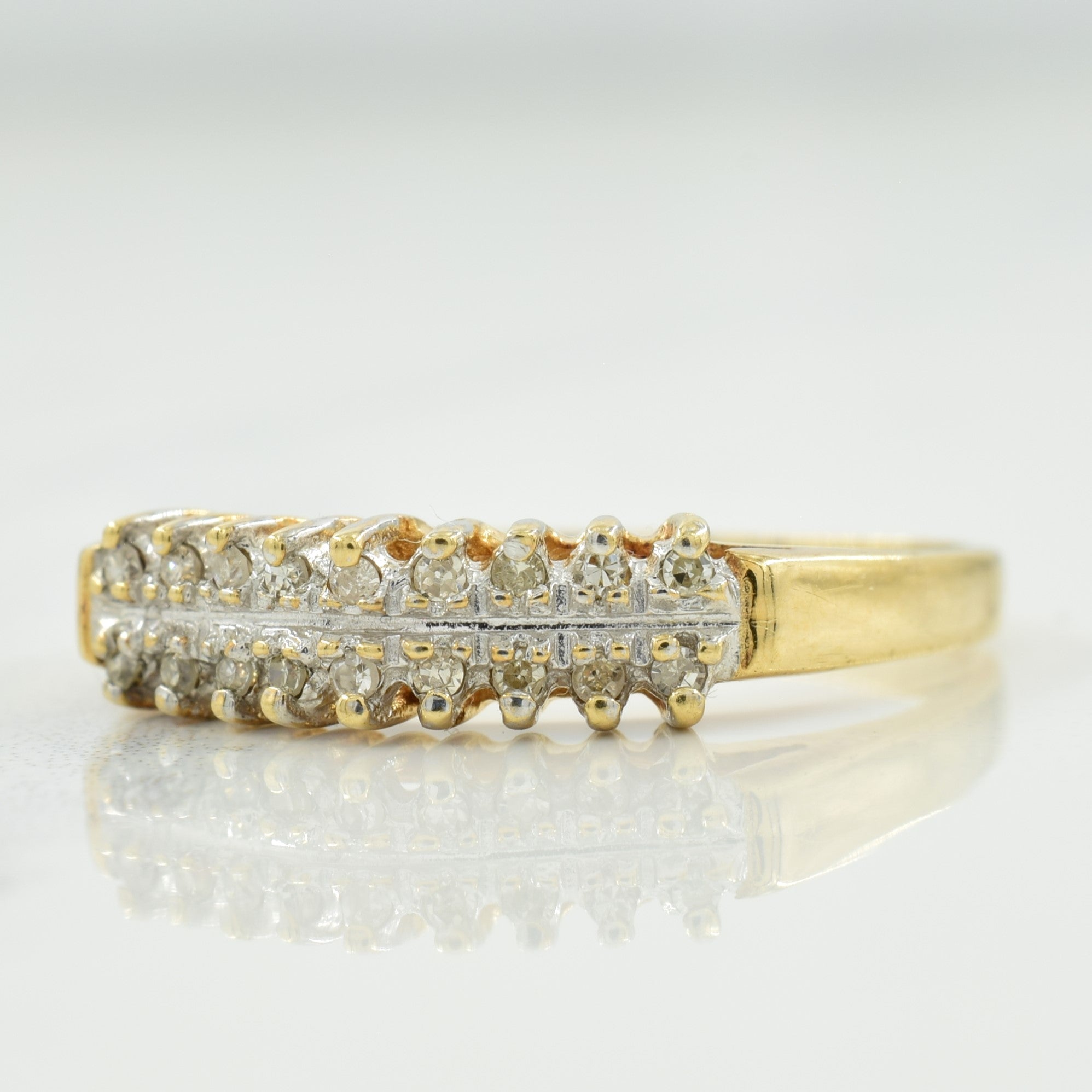 Bague à deux rangs de diamants | 0,09 ct au total | Taille 7,75 | 