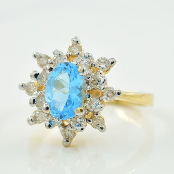 Blue Topaz & Diamond Ring | 1.16ct, 0.28ctw | SZ 4.75 |