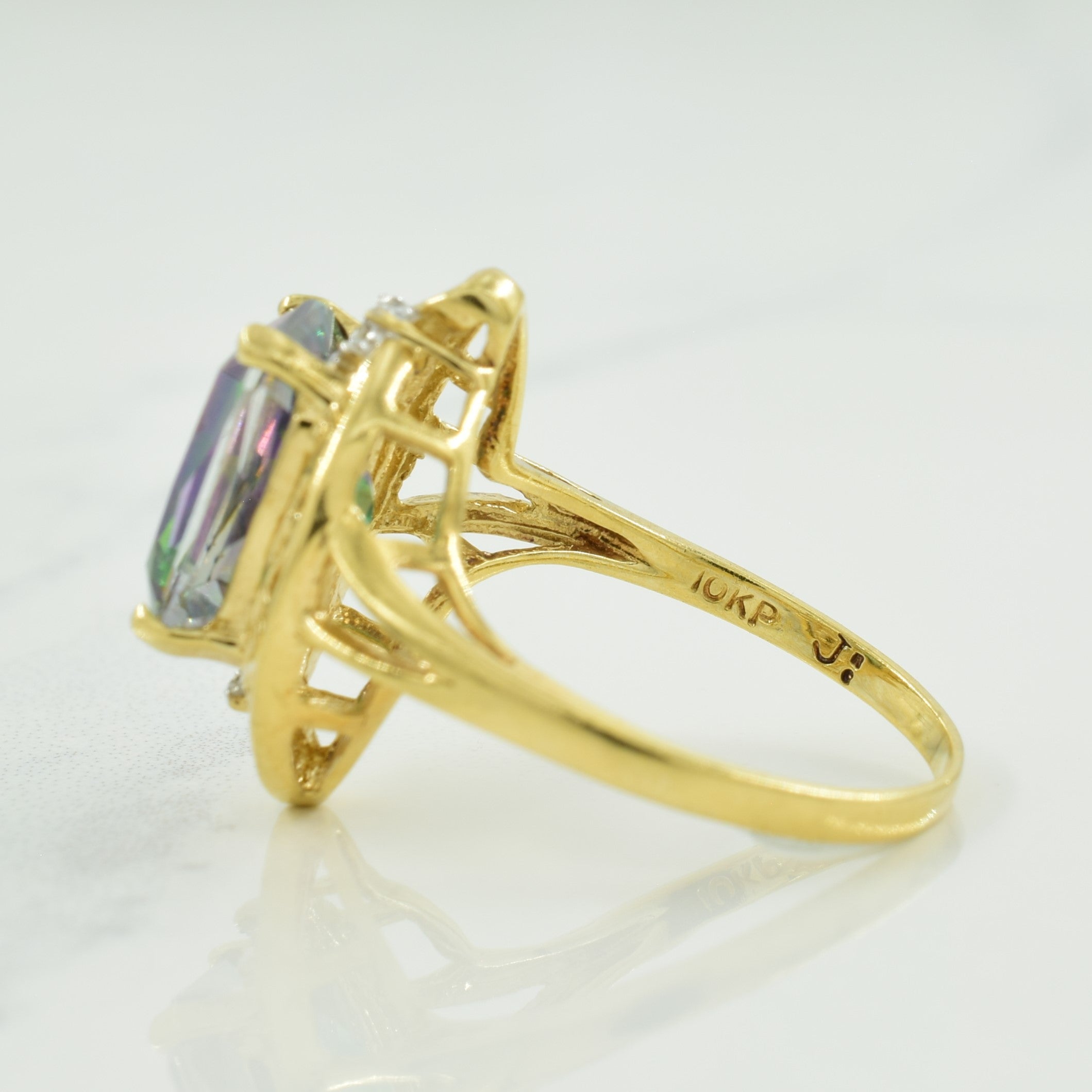 Mystic Topaz & Diamond Cocktail Ring | 4.00ct, 0.01ctw | SZ 6 |