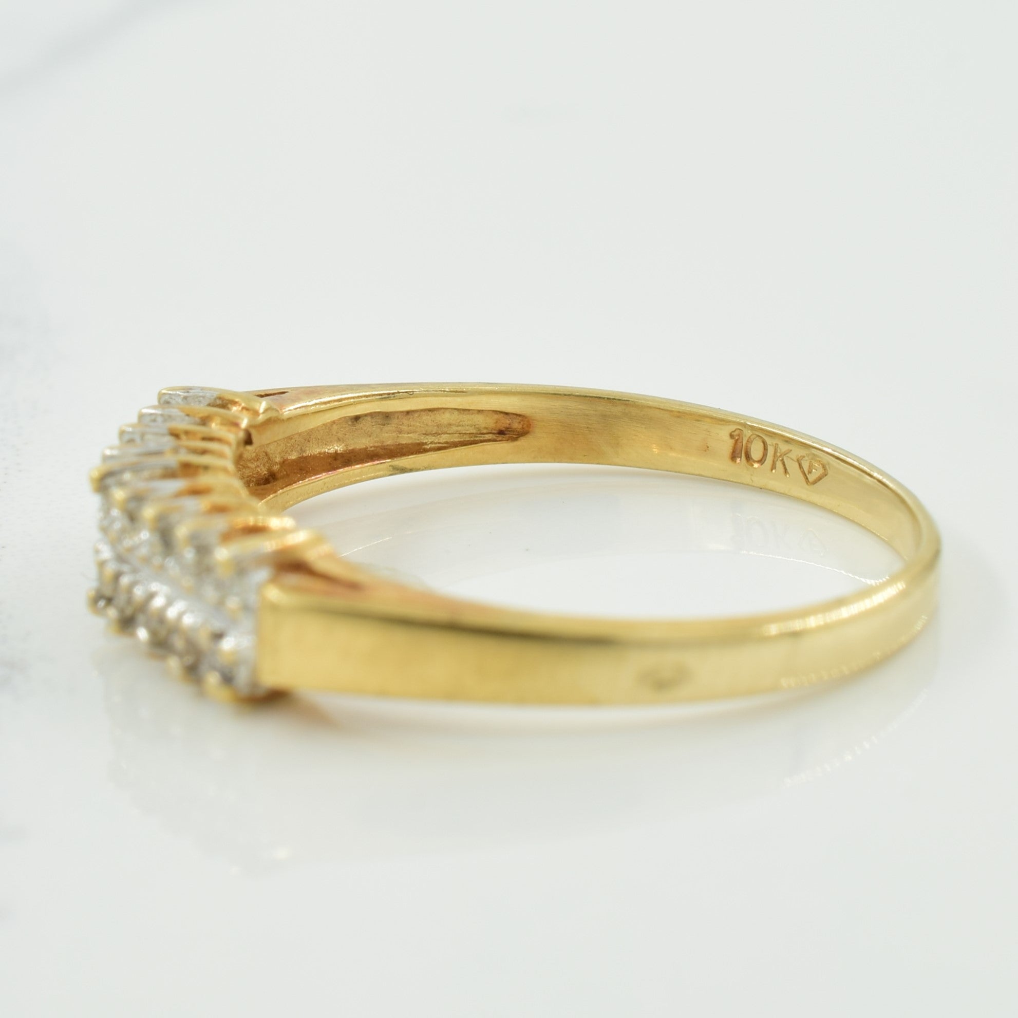 Bague à deux rangs de diamants | 0,09 ct au total | Taille 7,75 | 