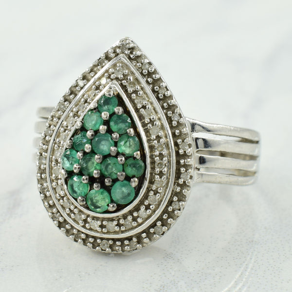 Emerald & Diamond Cocktail Ring | 0.36ctw, 0.10ctw | SZ 7 |