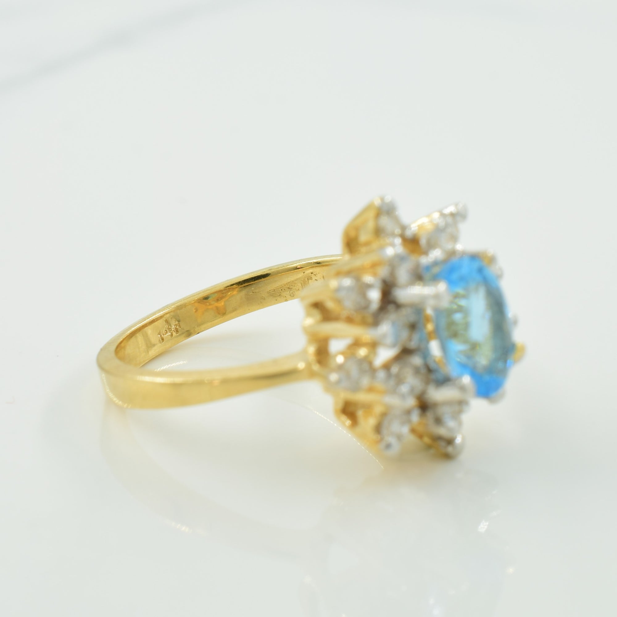 Blue Topaz & Diamond Ring | 1.16ct, 0.28ctw | SZ 4.75 |