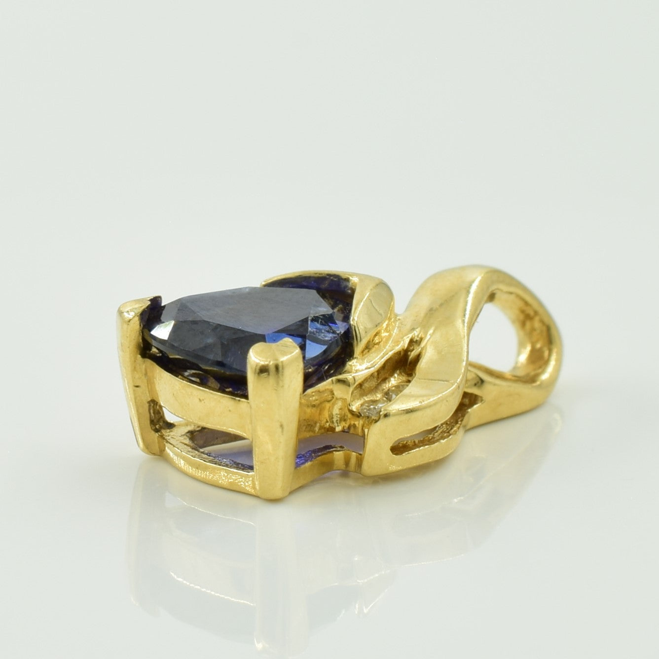 Synthetic Blue Sapphire & Diamond Pendant | 1.80ct, 0.02ctw |