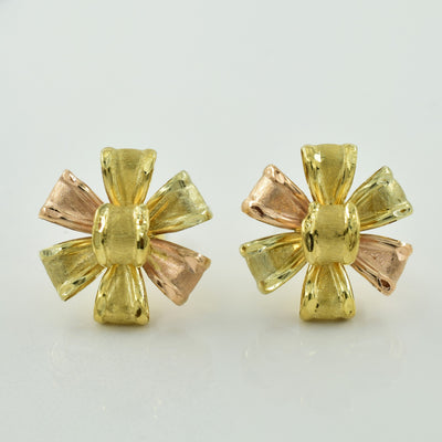 14k Yellow & Rose Gold Stud Earrings |