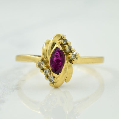 Ruby & Diamond Bypass Ring | 0.24ct, 0.12ctw | SZ 8.25 |