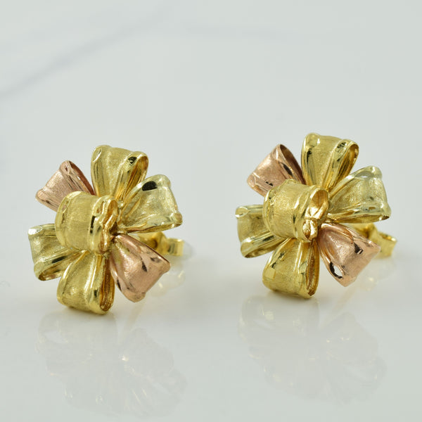 14k Yellow & Rose Gold Stud Earrings |