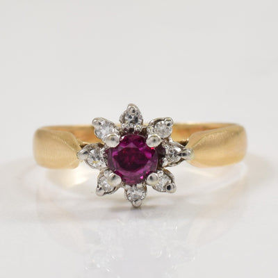 Ruby & Diamond Cluster Ring | 0.30ct, 0.07ctw | SZ 6 |