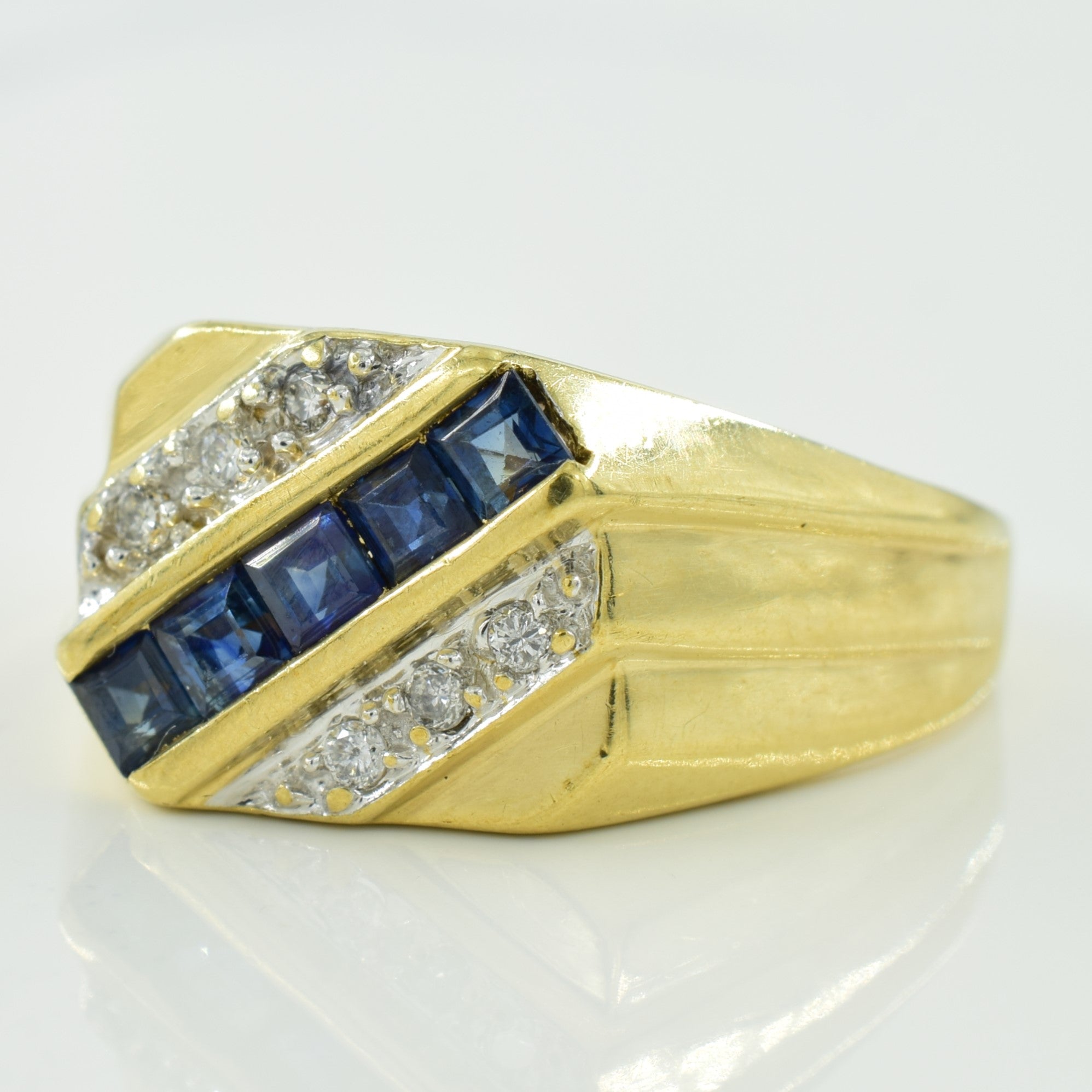 Bague saphir bleu et diamants | 0,50 ct, 0,06 ct | Taille 8,5 | 