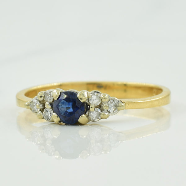 Blue Sapphire & Diamond Ring | 0.22ct, 0.06ctw | SZ 6.5 |