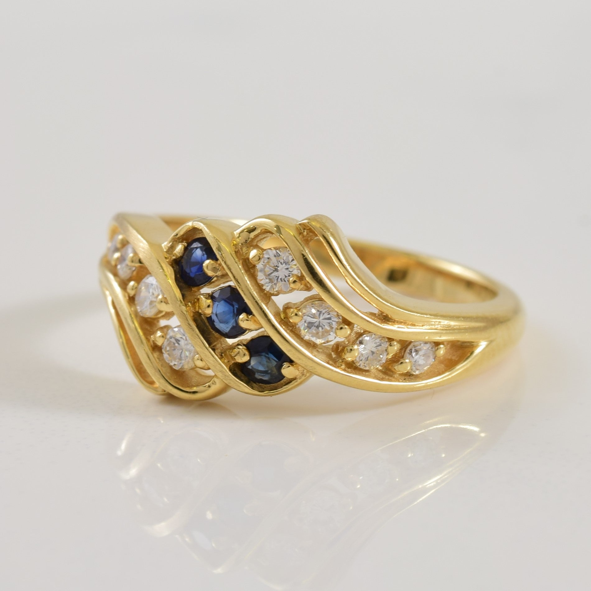 Sapphire & Diamond Bypass Ring | 0.20ctw, 0.12ctw | SZ 6 |