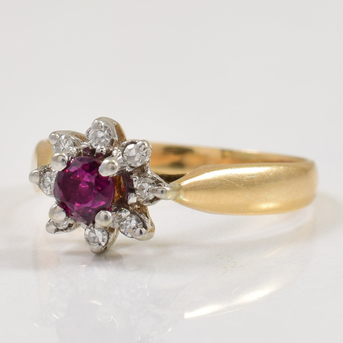 Ruby & Diamond Cluster Ring | 0.30ct, 0.07ctw | SZ 6 |