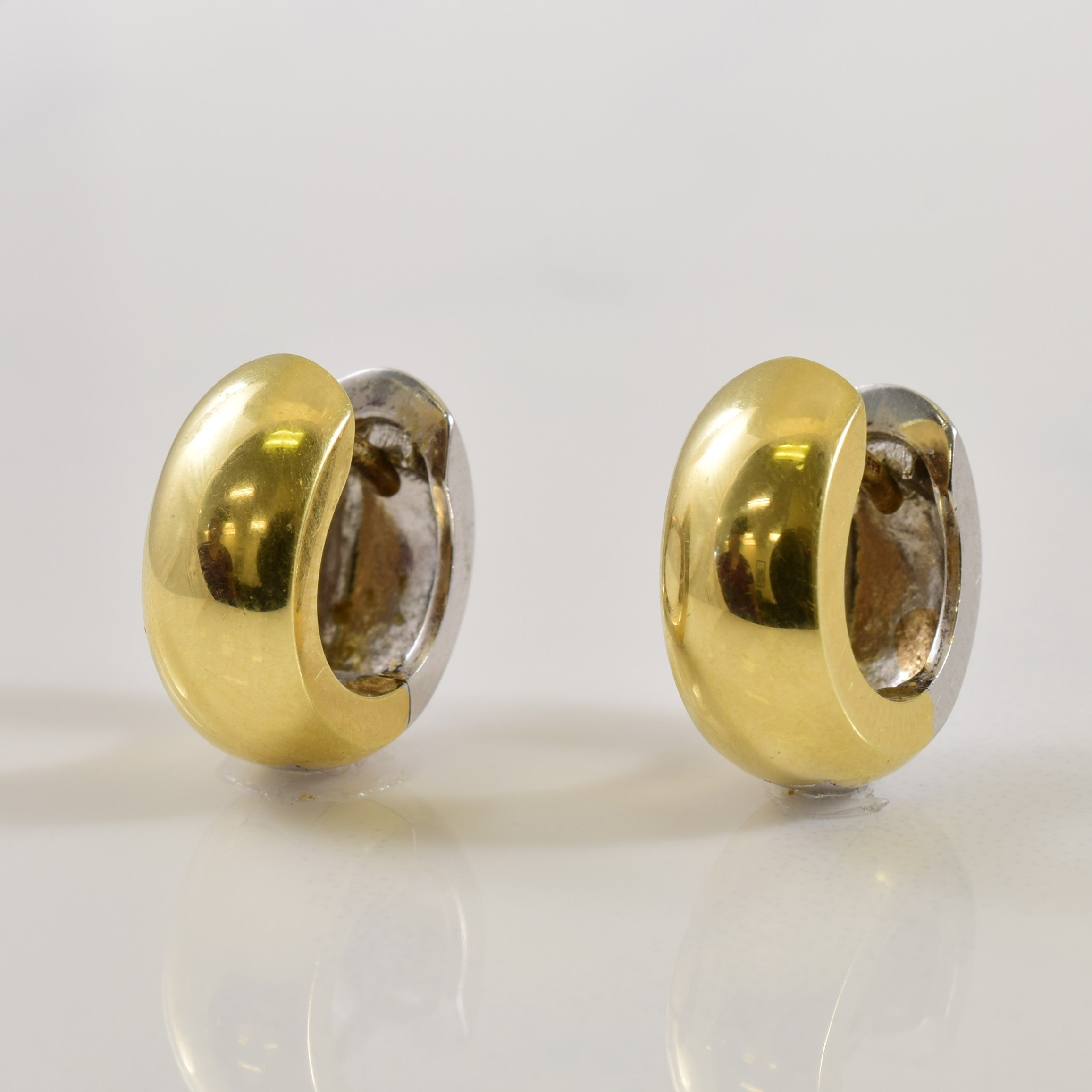 14k Two Tone Huggie Earrings |