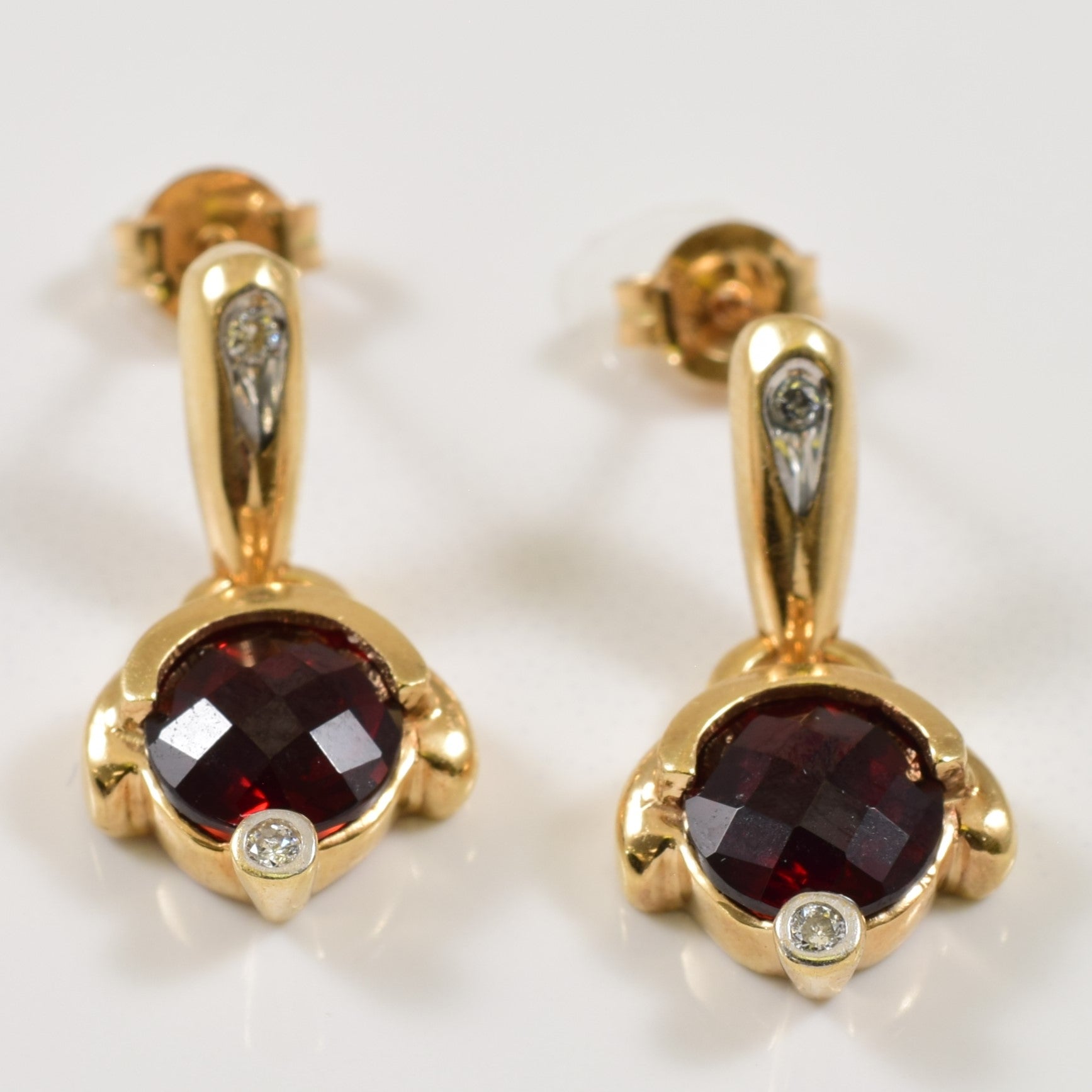 Garnet & Diamond Drop Earrings | 2.00ctw, 0.04ctw |