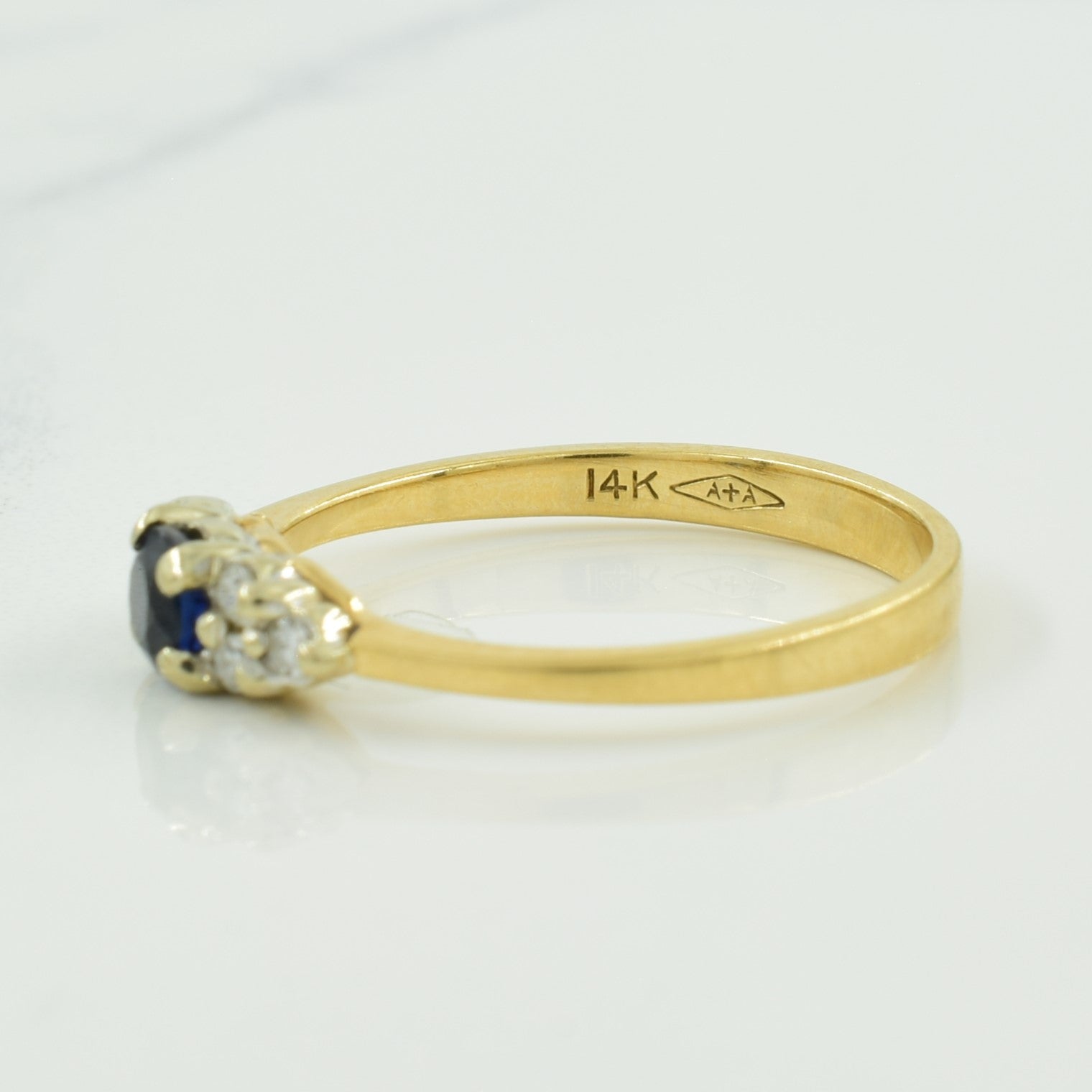 Blue Sapphire & Diamond Ring | 0.22ct, 0.06ctw | SZ 6.5 |