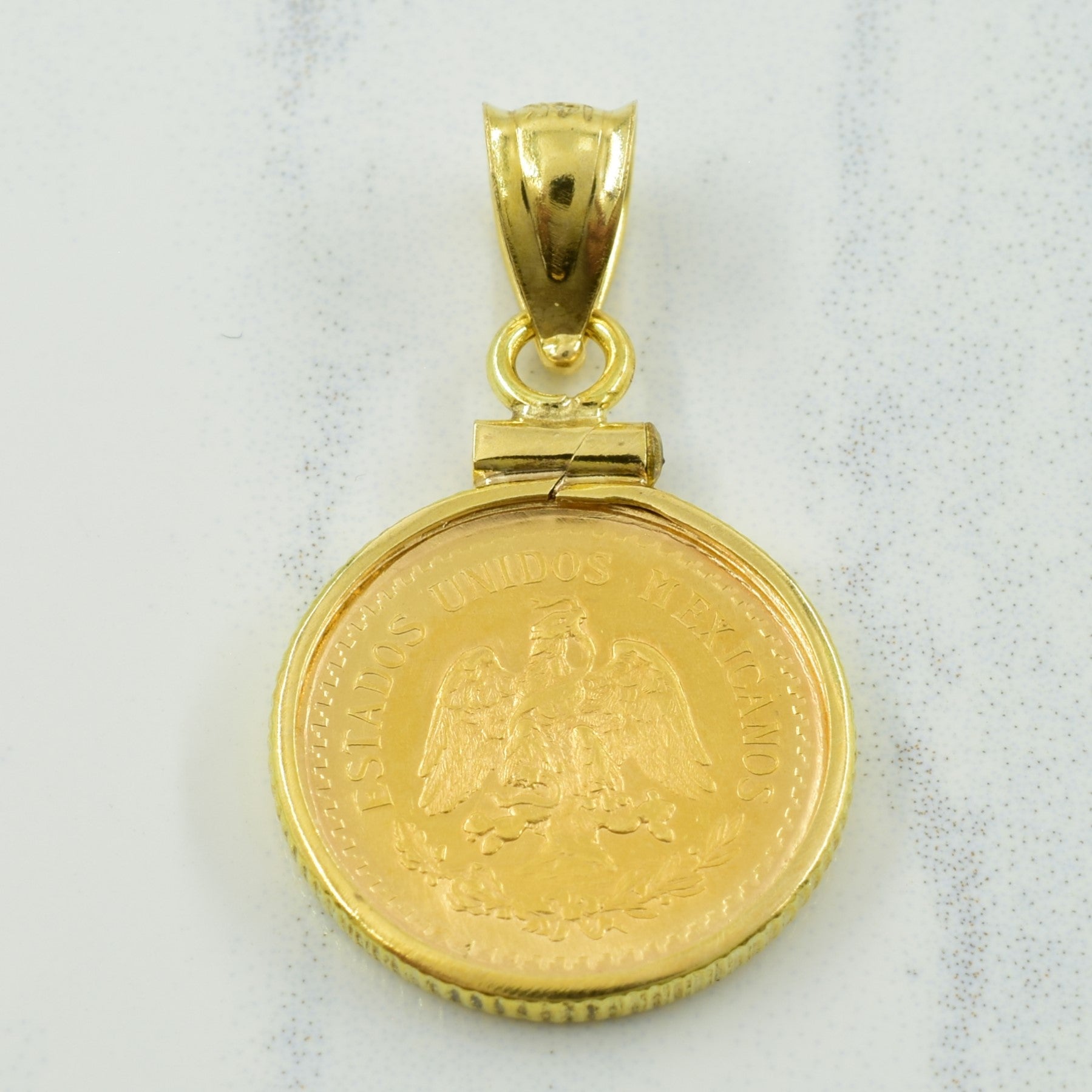 14k Yellow Gold Bezel & Mexican Peso Pendant |