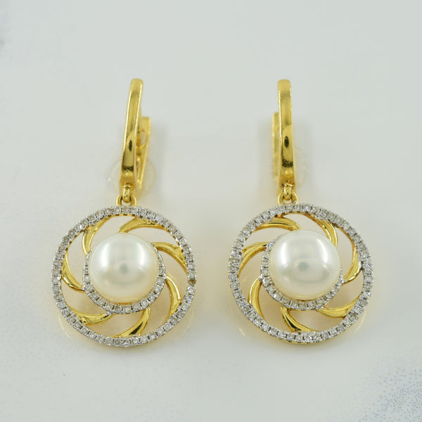 Pearl & Diamond Drop Earrings | 4.00ctw, 0.75ctw |