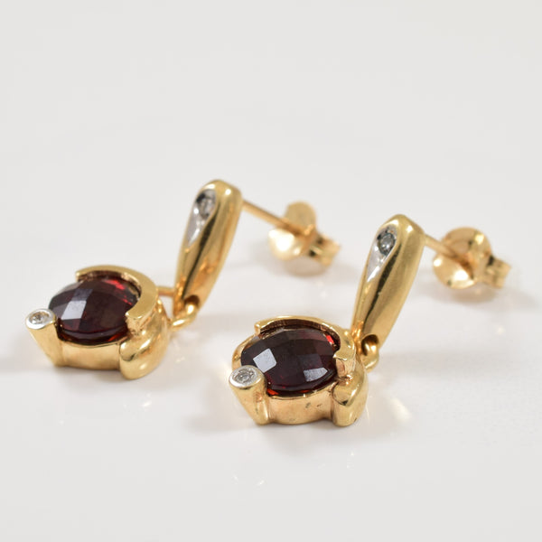 Garnet & Diamond Drop Earrings | 2.00ctw, 0.04ctw |