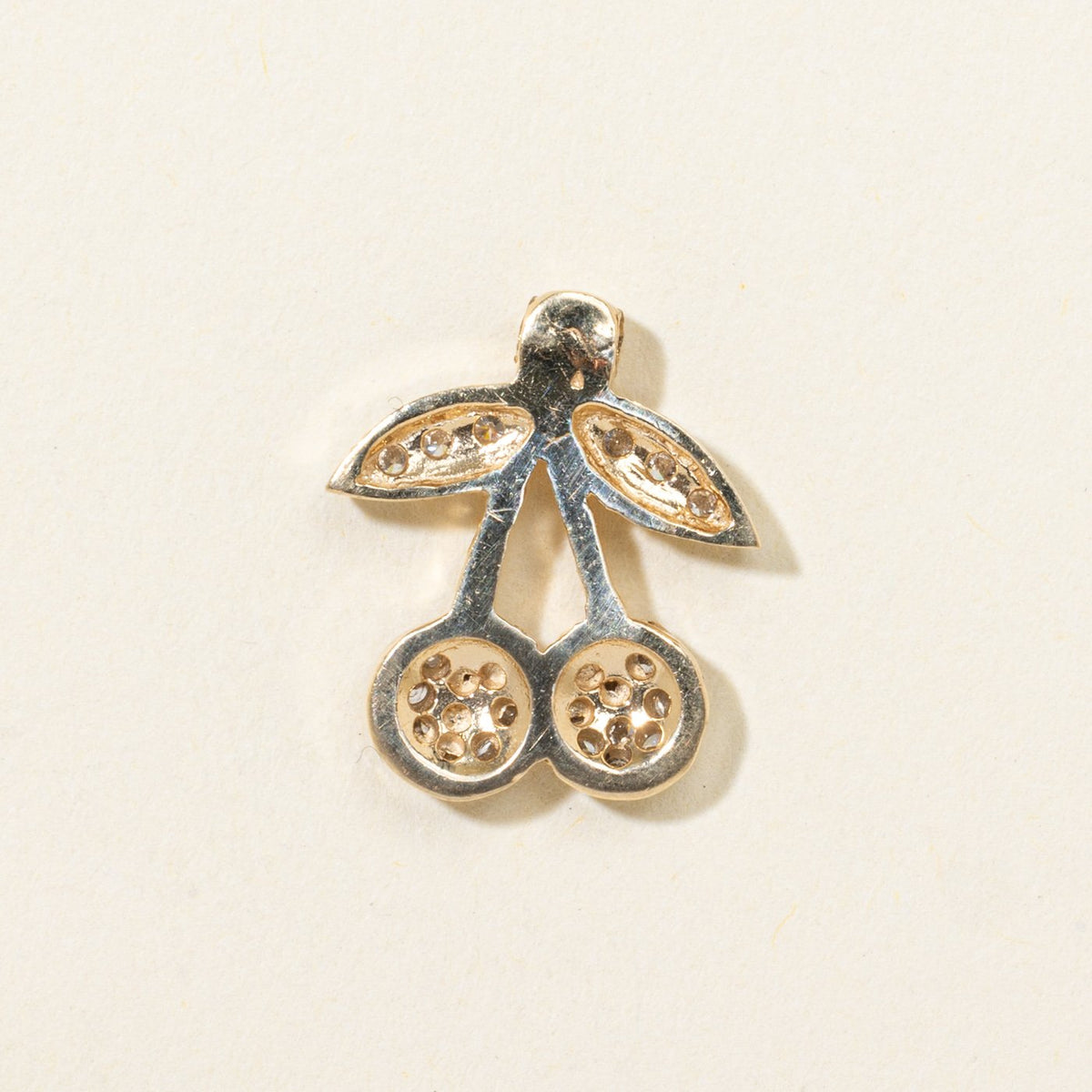 10k Pave Set Diamond Cherry Pendant | 0.28ctw