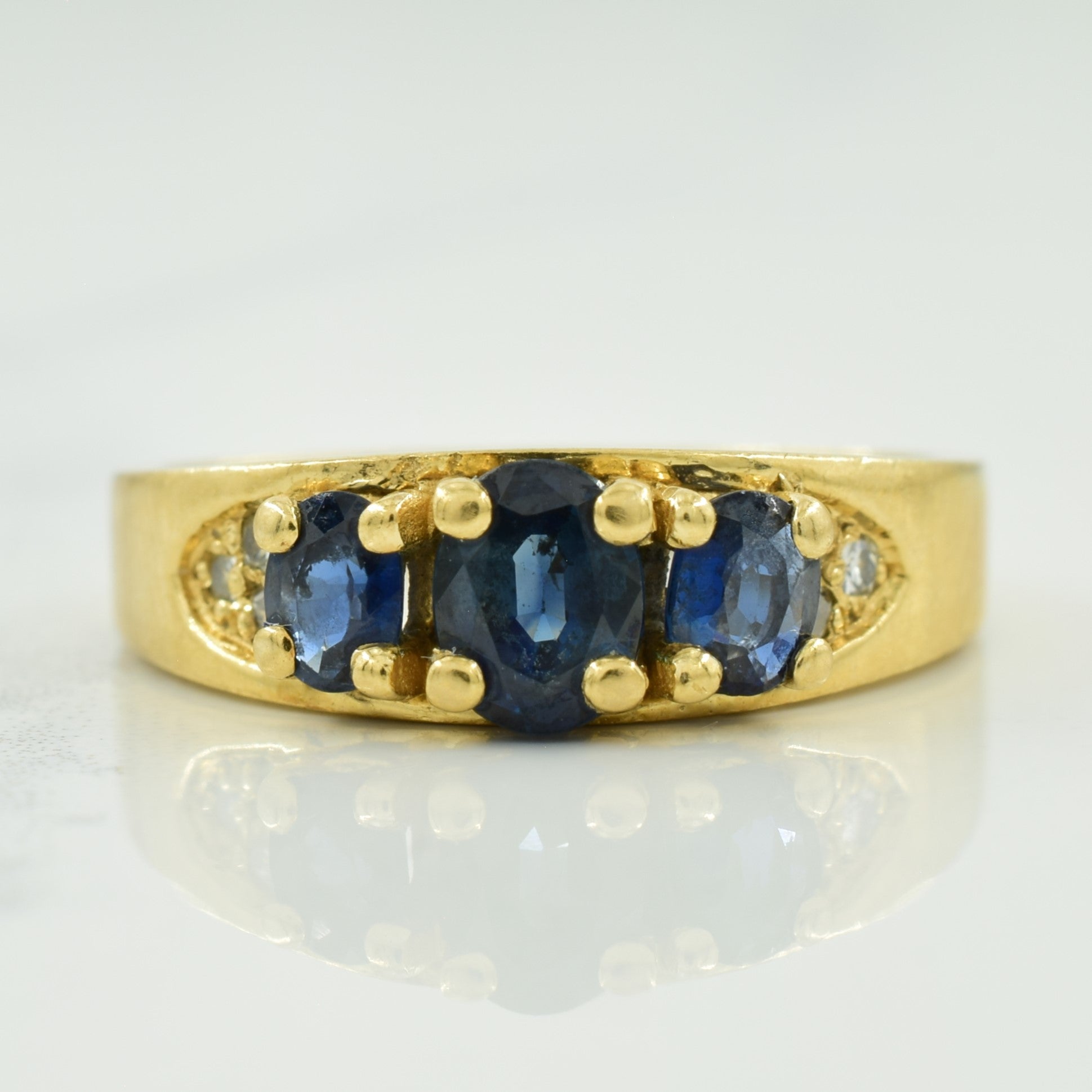 Blue Sapphire & Diamond Ring | 0.90ctw, 0.05ctw | SZ 6 |