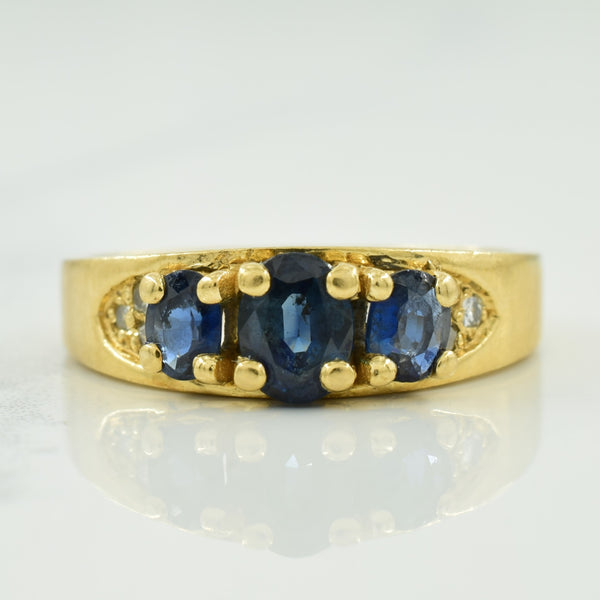 Blue Sapphire & Diamond Ring | 0.90ctw, 0.05ctw | SZ 6 |