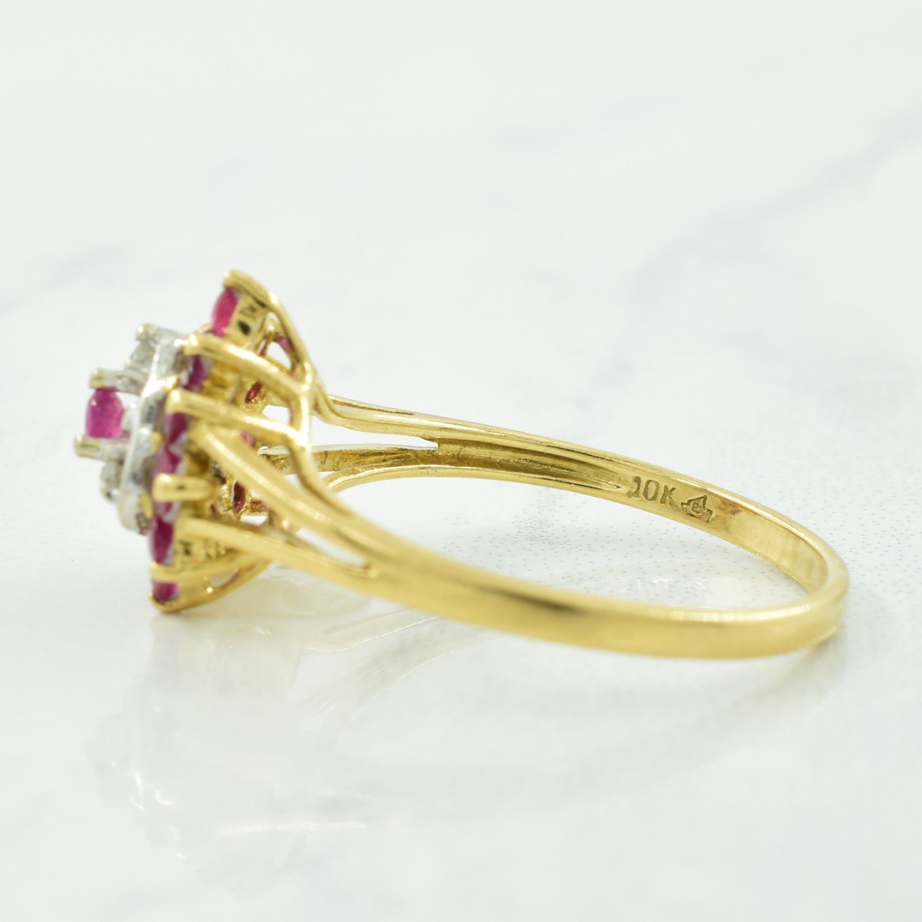 Ruby & Diamond Heart Ring | 0.60ctw, 0.02ctw | SZ 6 |