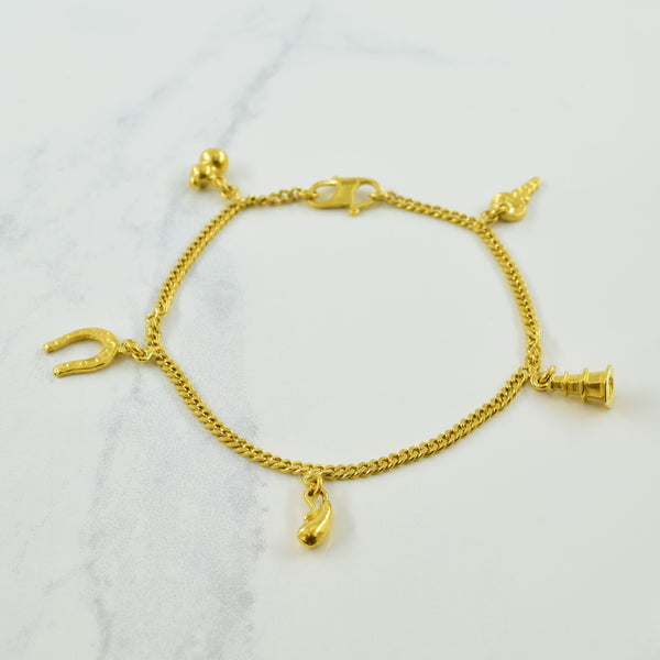21k Yellow Gold Charm Bracelet | 7.25