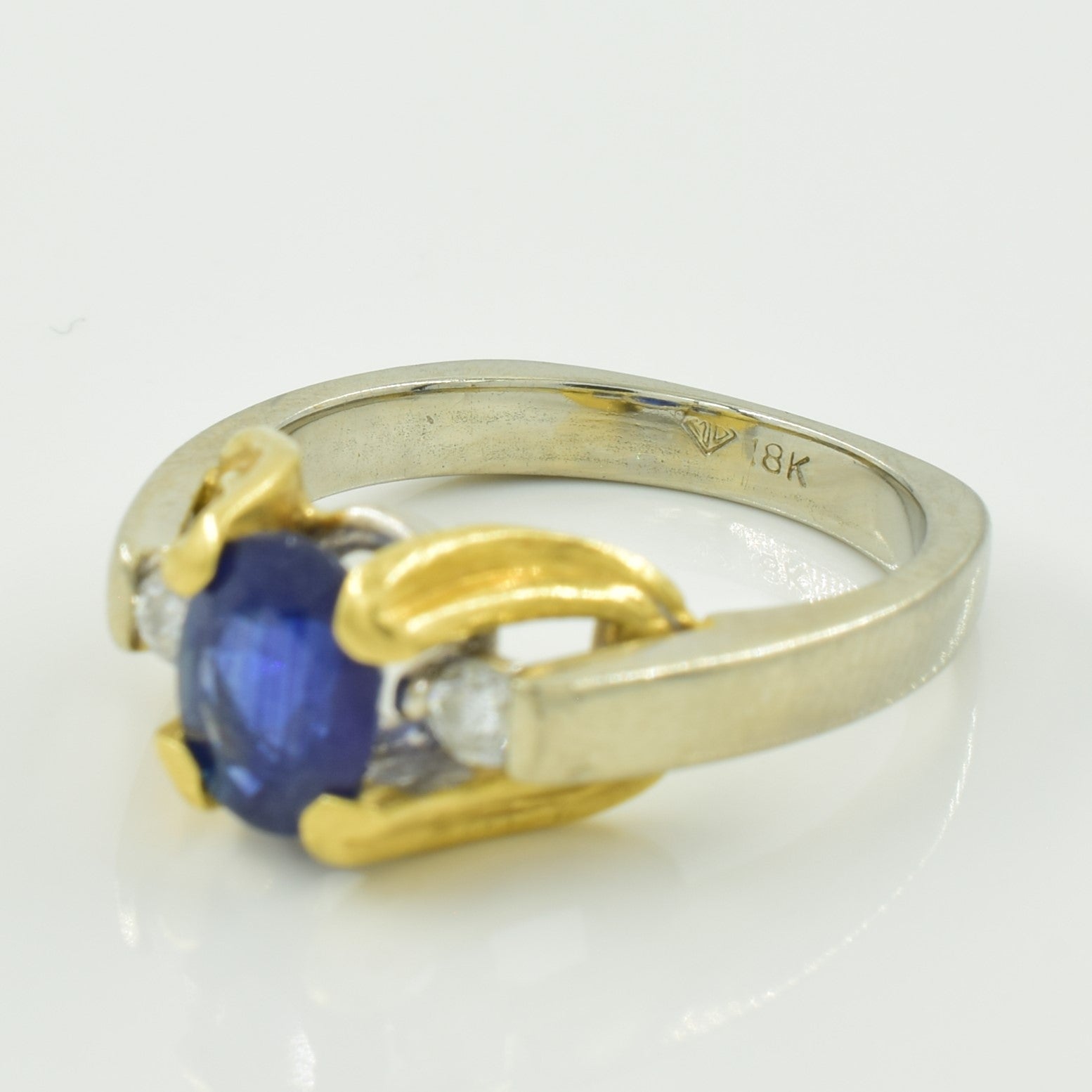 Blue Sapphire & Diamond Three Stone Ring | 1.50ct, 0.12ctw | SZ 6.5 |
