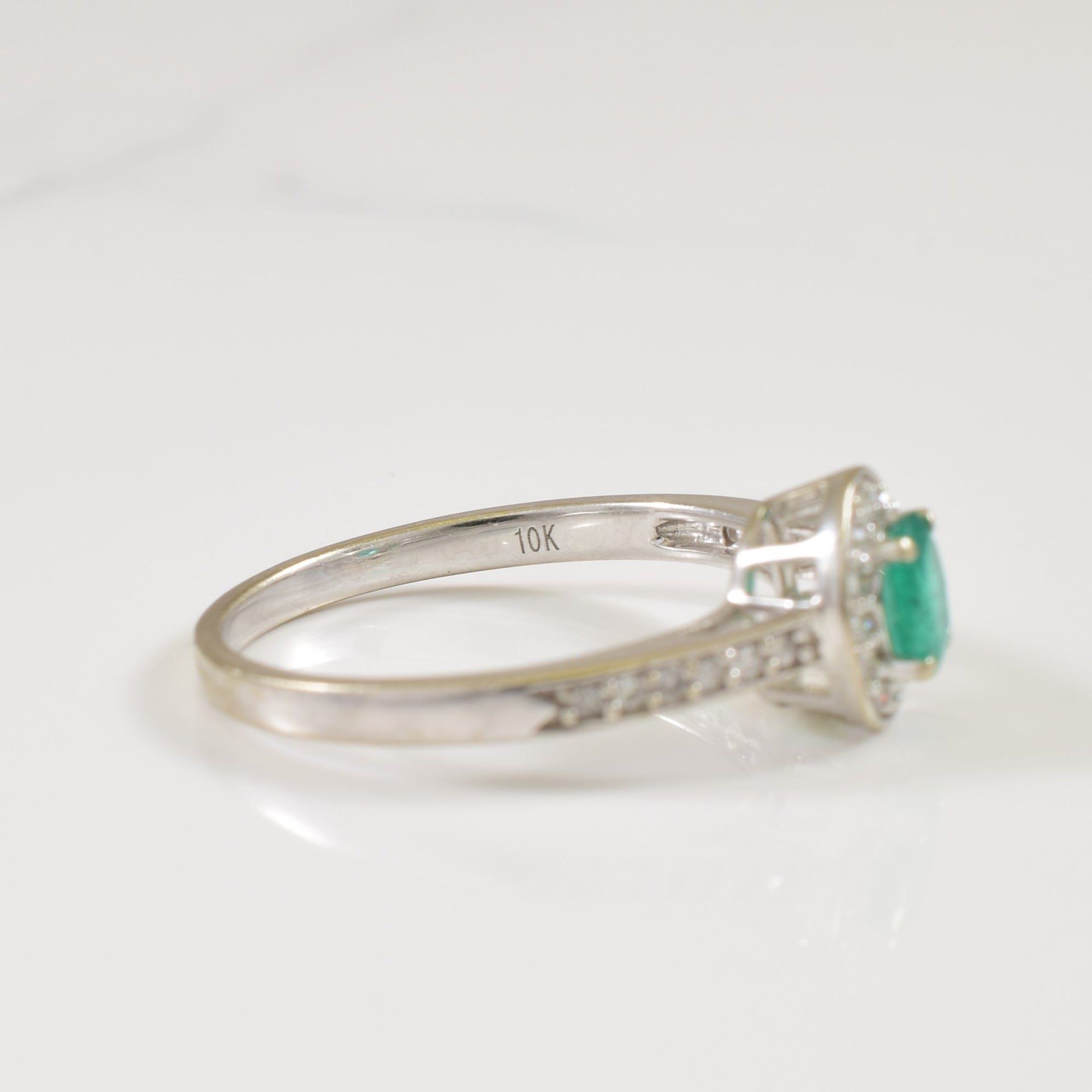 Emerald & Diamond Halo Ring | 0.30ct, 0.12ctw | SZ 6.5 |