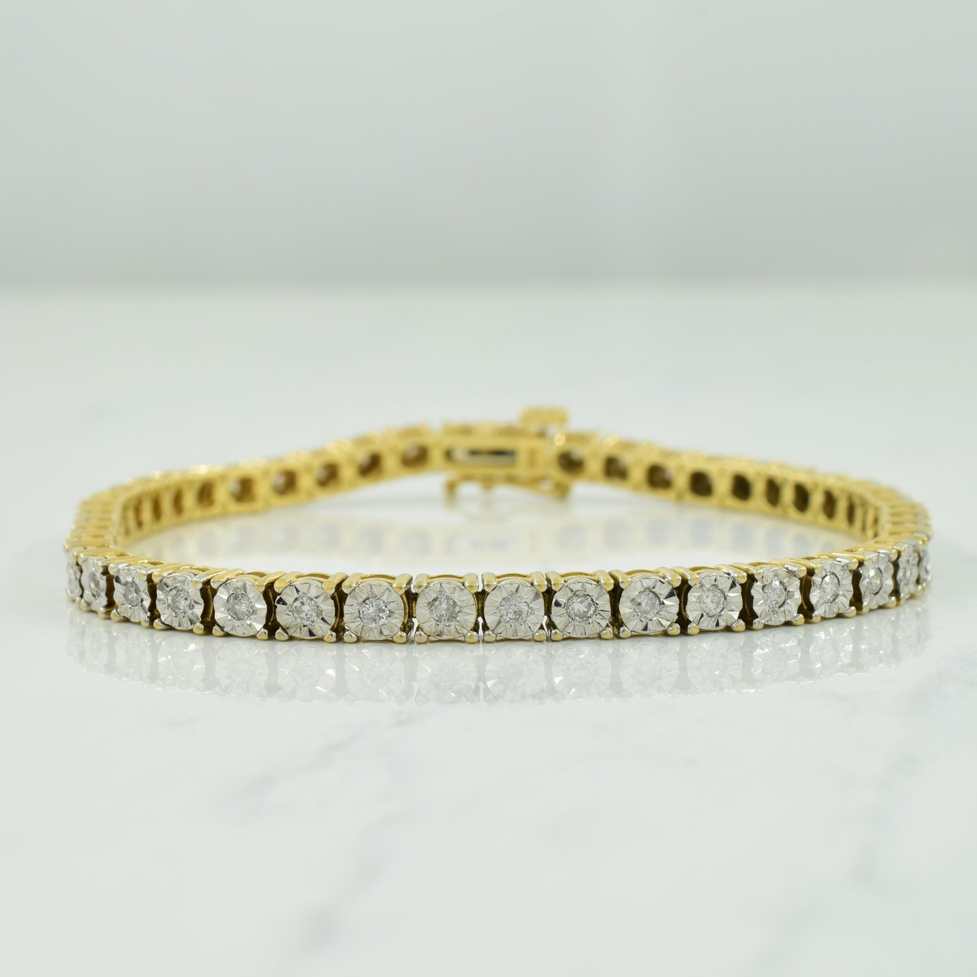 Diamond Tennis 10K Two-Tone Gold Bracelet | 1.00ctw | 7.25