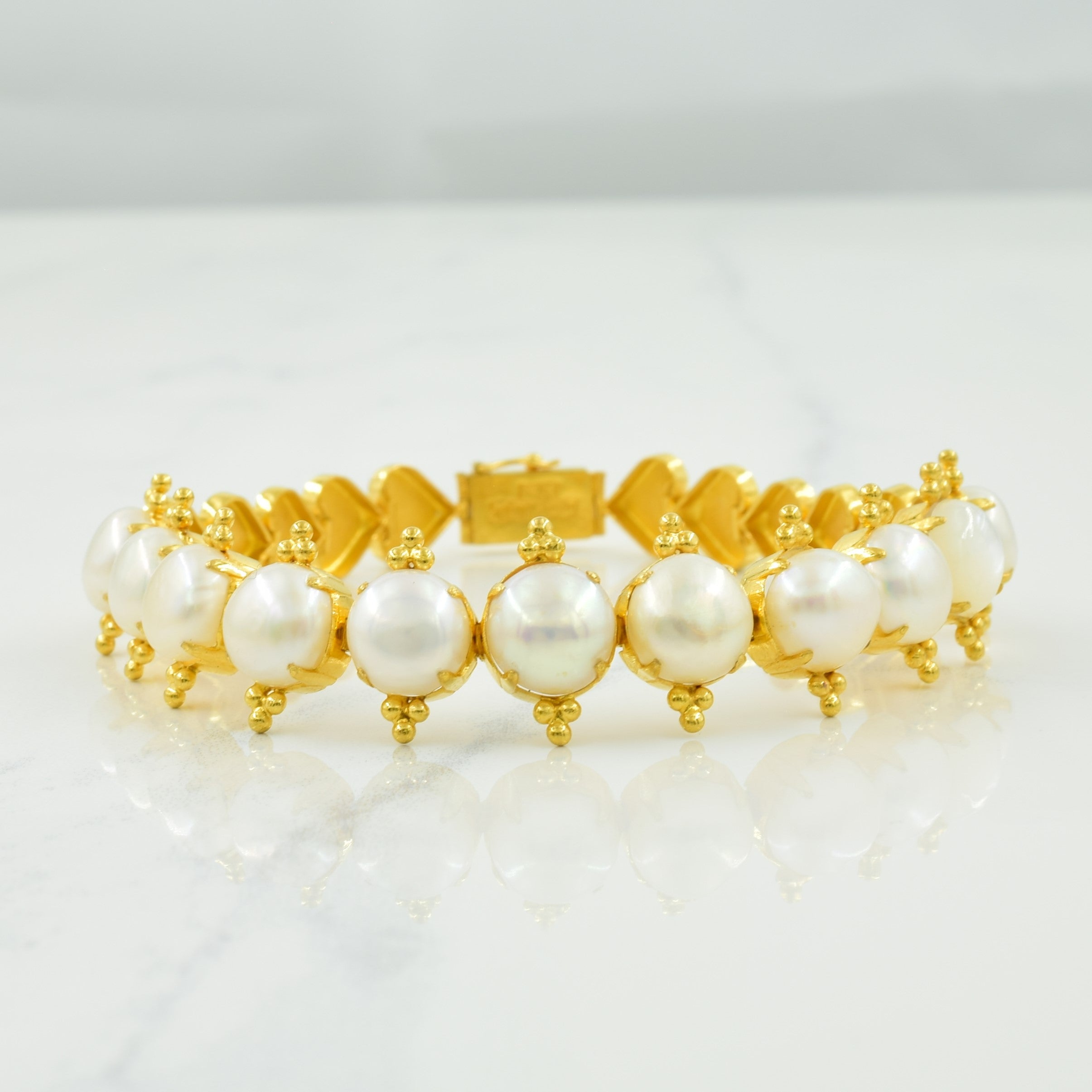 22k Pearl Necklace & Bracelet Set | 18" | 7" |