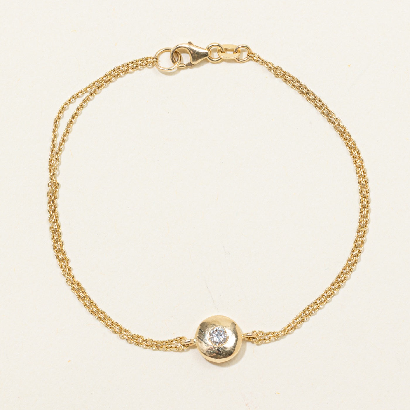 14k Bezel Set Diamond Cable Link Bracelet | 8mm | 6.5"